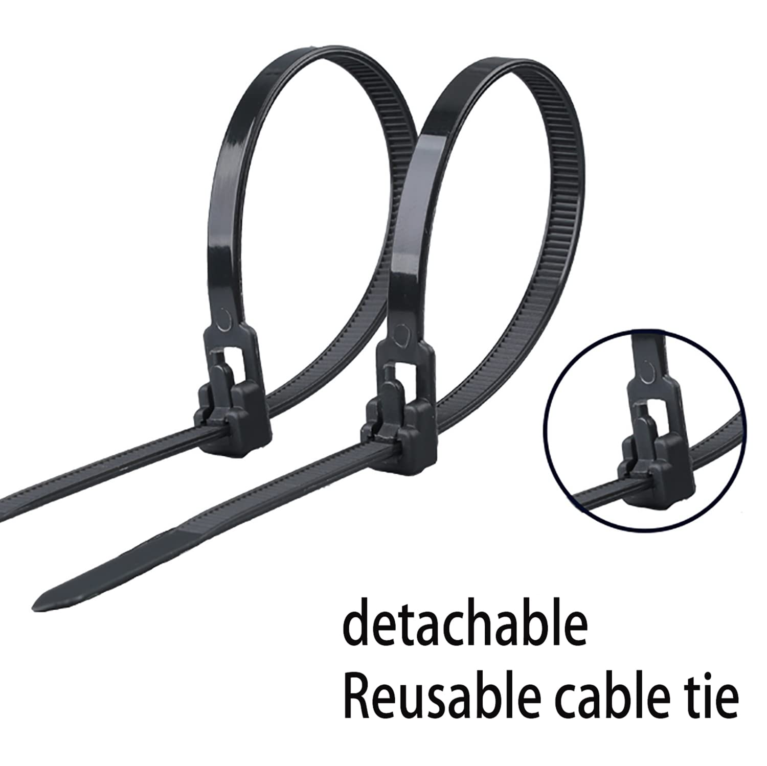 100 Wiederverwendbare Kabelbinder – 200 Mm Lang, 5 Mm Breit, Nylon, Schwarz