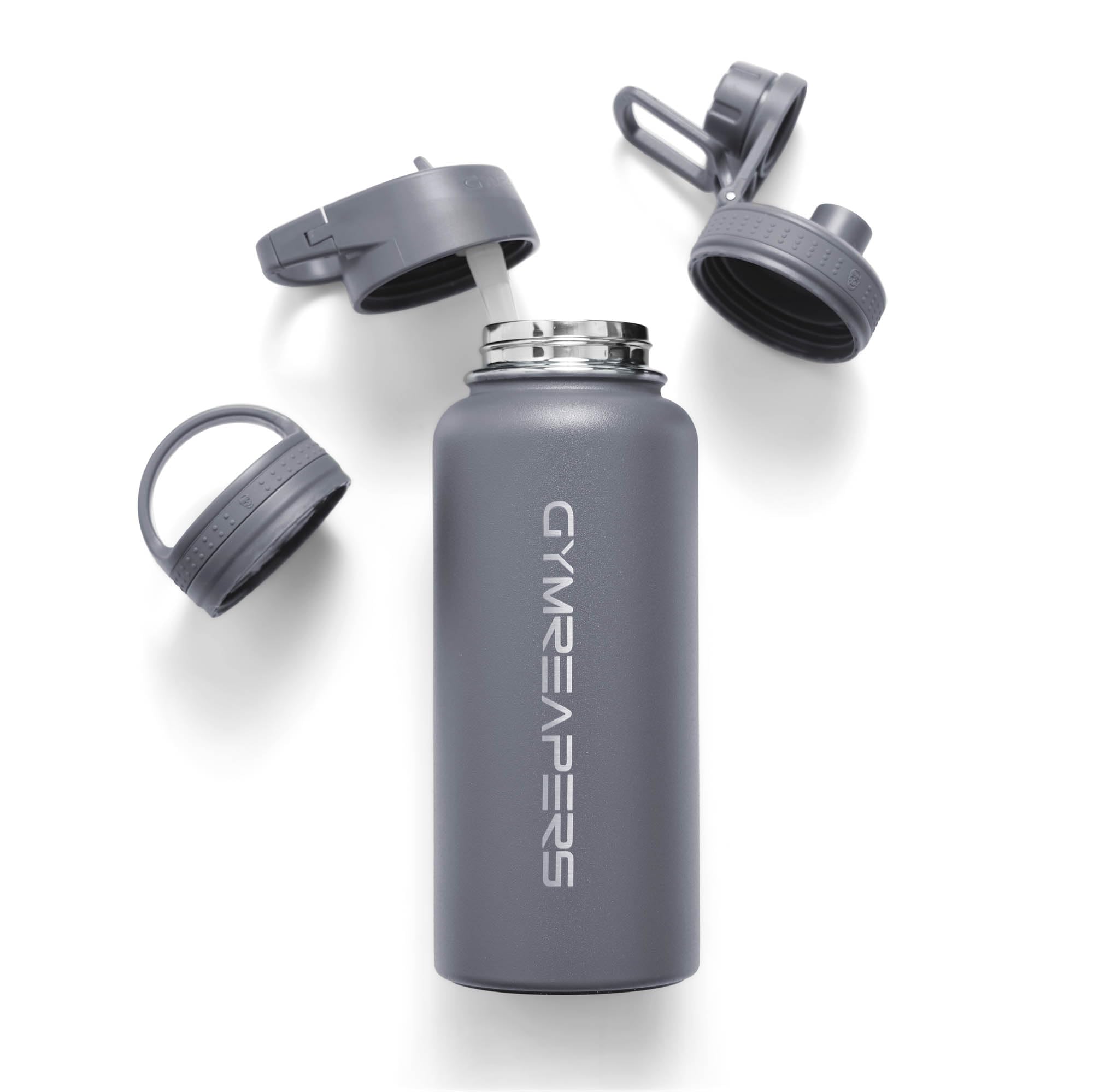 Gymreapers Insulated Water Bottle with Straw - 32 OZ Stainless Steel Water Bottles - BPA Free Metal Double Wall Vacuum Cold Hot Leakfree Flask Jug For Travel, Sports, Gym, School & Workout