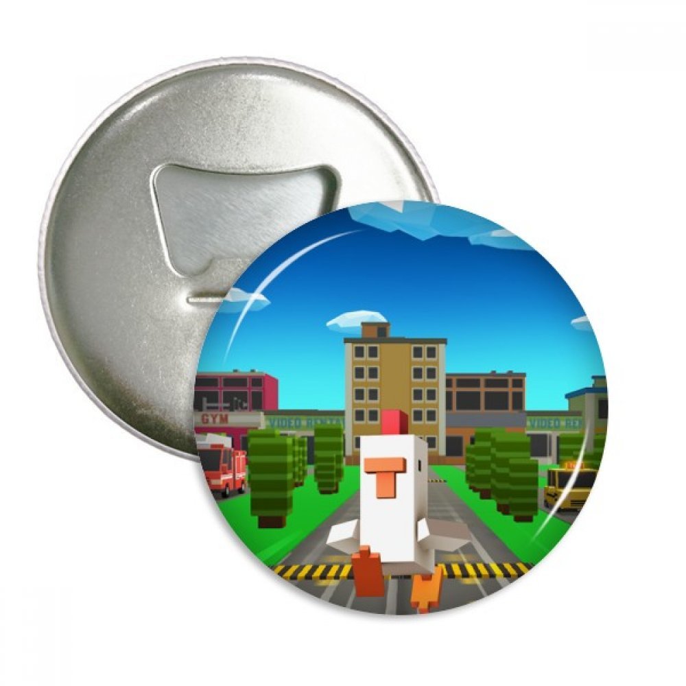 Aimants frigo poulet cartoon pixel et décapsuleur pour animer vos apéritifs en cuisine 3pcs