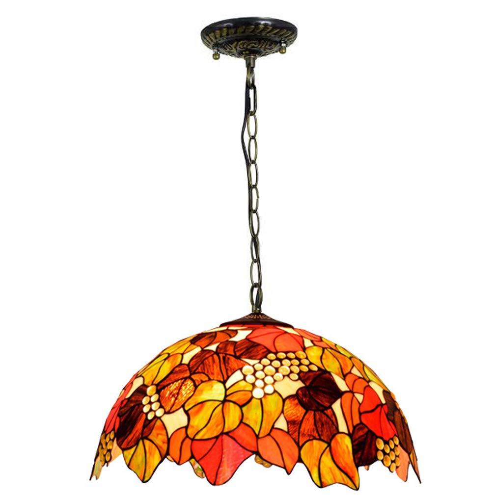 YNIYUJKL Tiffany-Style Pendant Light 50Cm Stained Glass Brown Grape Ceiling Hanging Lamp For Living Room Dining Room Bedroom Bar Chandelier Lighting