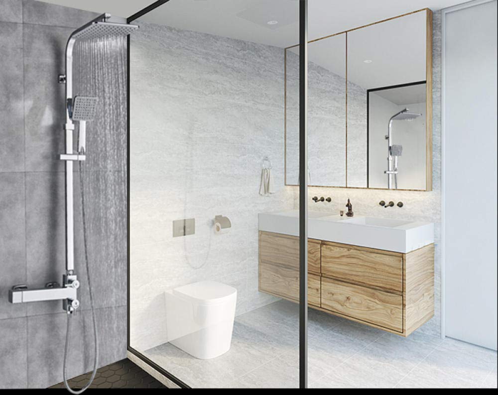 Ensemble de douche en chrome brillant avec mitigeur thermostatique et colonne de douche 8 pouces