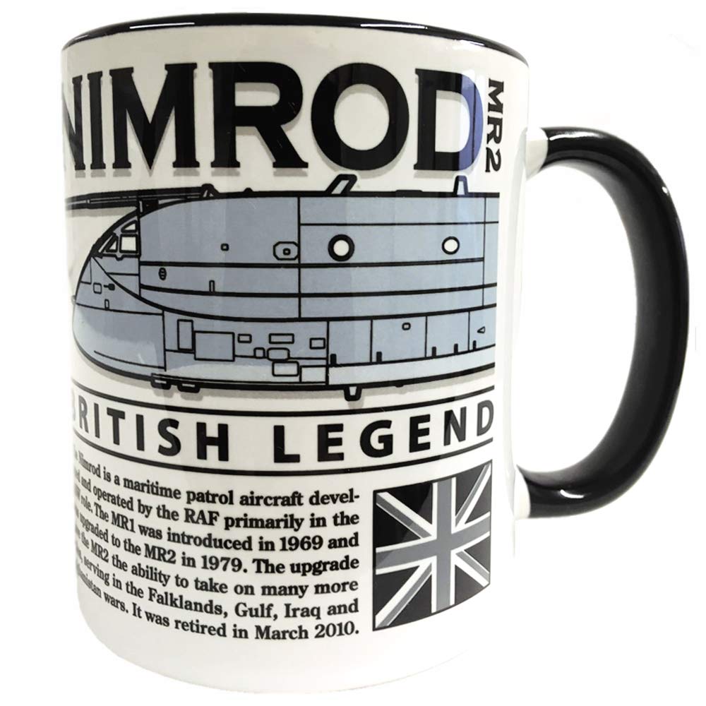 The Wooden Model Company Ltd Black Or White Detail. Hawker Siddeley Nimrod Royal Air Force Maritime Patrol Elint Aew Design Mug.