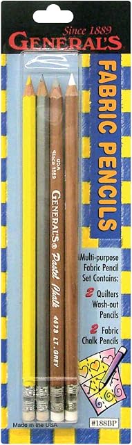 General Pencil Fabric Pencils 4/Pkg-Gray, White, Silver and Yellow, Other, Multicoloured, 3.39 x 9.23 x 26.76 cm