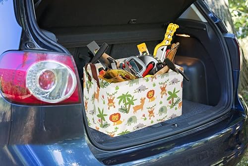 Miniatura 4 de Essme Cesta rectangular de almacenamiento para bebé, canasta verde, organizador de almacenamiento para guardería con asas para decoración de selva,