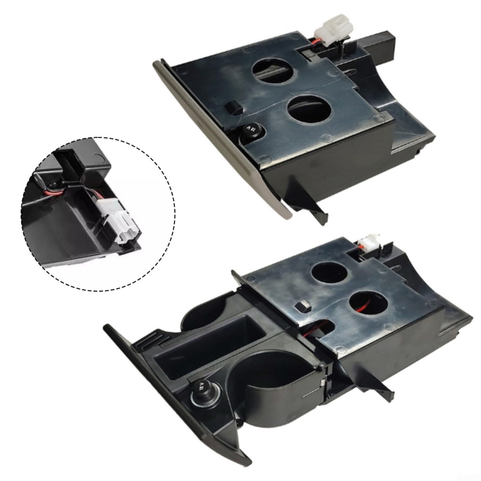 HpLive Portabevande consolle centrale in robusto ABS e metallo, adatto per Transporter T5 e per Multivan 2009-2015, guida a destra, nero/grigio, OEM 7H285860130T (grigio)