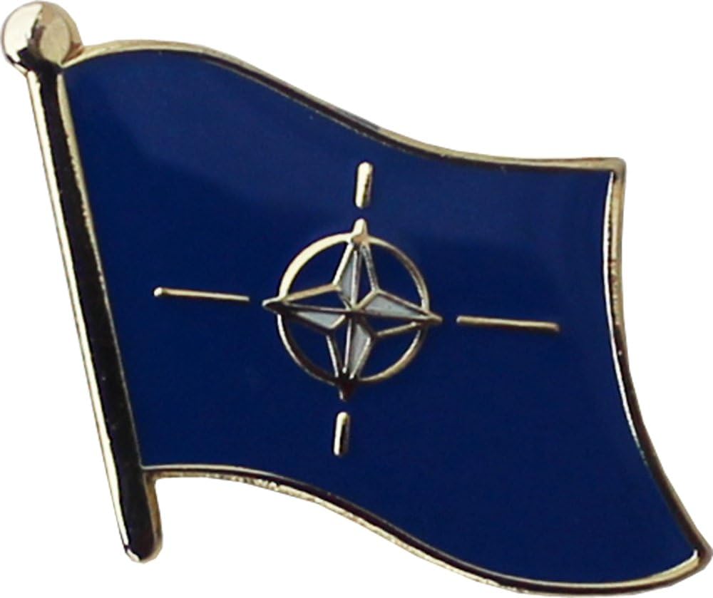 NATO Flag Die-struck Metal Single Lapel Pin with Butterfly Clasp Closure