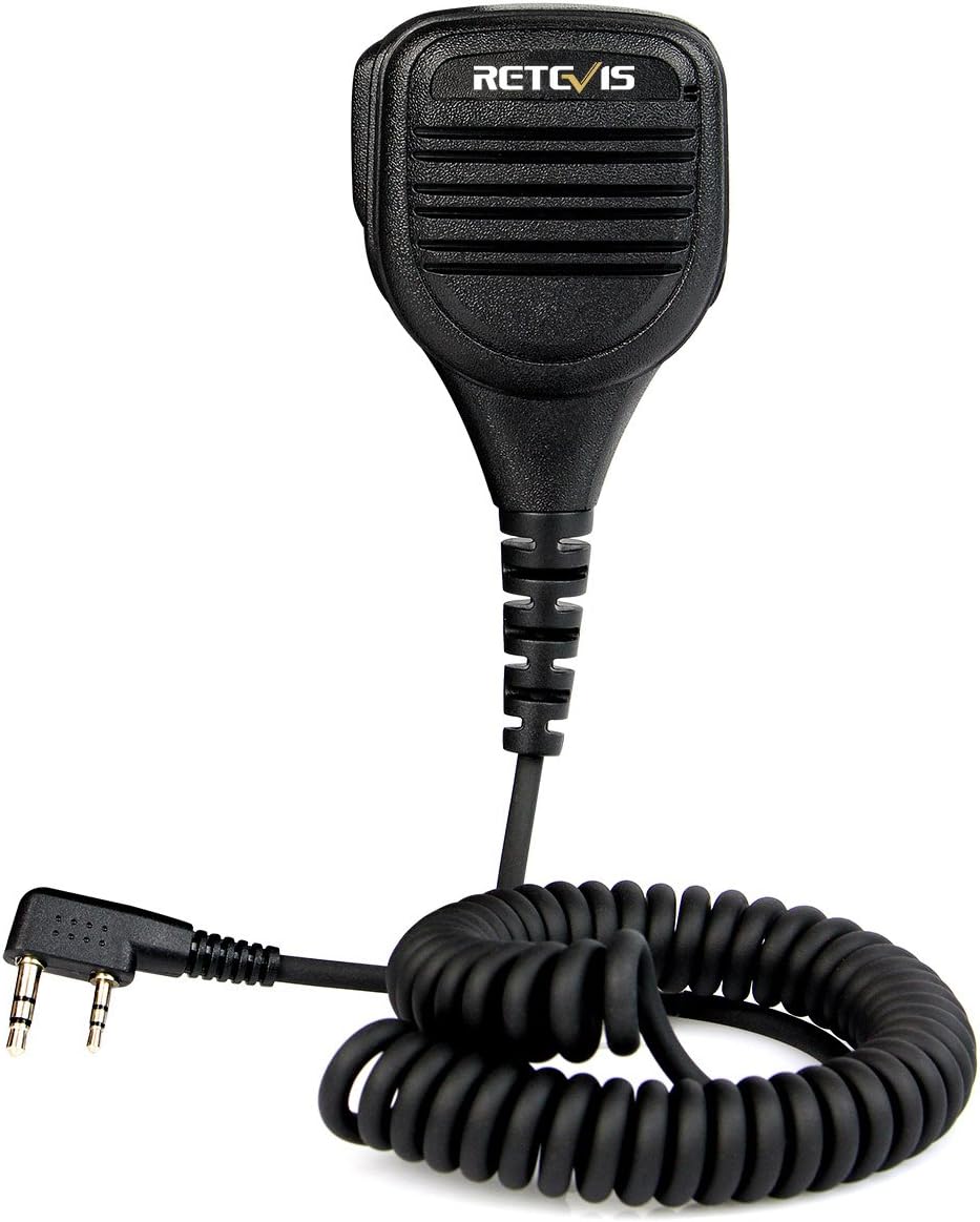 Two Way Radio Speaker Microphone, Kenwood 2 Pin Microphone, Compatible with RT24 RT27 RT617 RB629 Baofeng UV-5R BF-888S BF-88ST TYT Kenwood Walkie Talkies (1 Pcs)