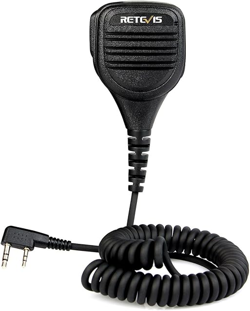 Retevis Two Way Radio Speaker Microphone, 2 Pin Shoulder Microphone Compatible with RT24 RT27 RT28 RT617 Baofeng UV-5R UV-5RE UV-82 BF-888S TYT Kenwood Walkie Talkies for Hunting and Shooting (1 Pcs)