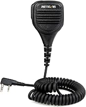 Retevis 2 Pin Speaker Microphone Remote for Walkie Talkie Retevis RT1/RT3/RT8 Kenwood TYT BAOFENG UV5R WOUXUN (Black) | Walkie Talkies Funkgerät Handmikrofon Kompatibel mit Retevis RT27 RT86 RT21 RT668 Baofeng UV-5R UV-5RE für Jagd und Schießen
