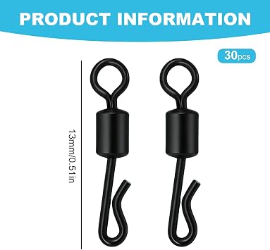 30-Pack Quick Change Fishing Barrel Swivels - Ball Bearing Rolling Swivels for Tackle, Strong & Smooth Corrosion-Resistant Swivels, Essential Fishing Accessory for Anglers