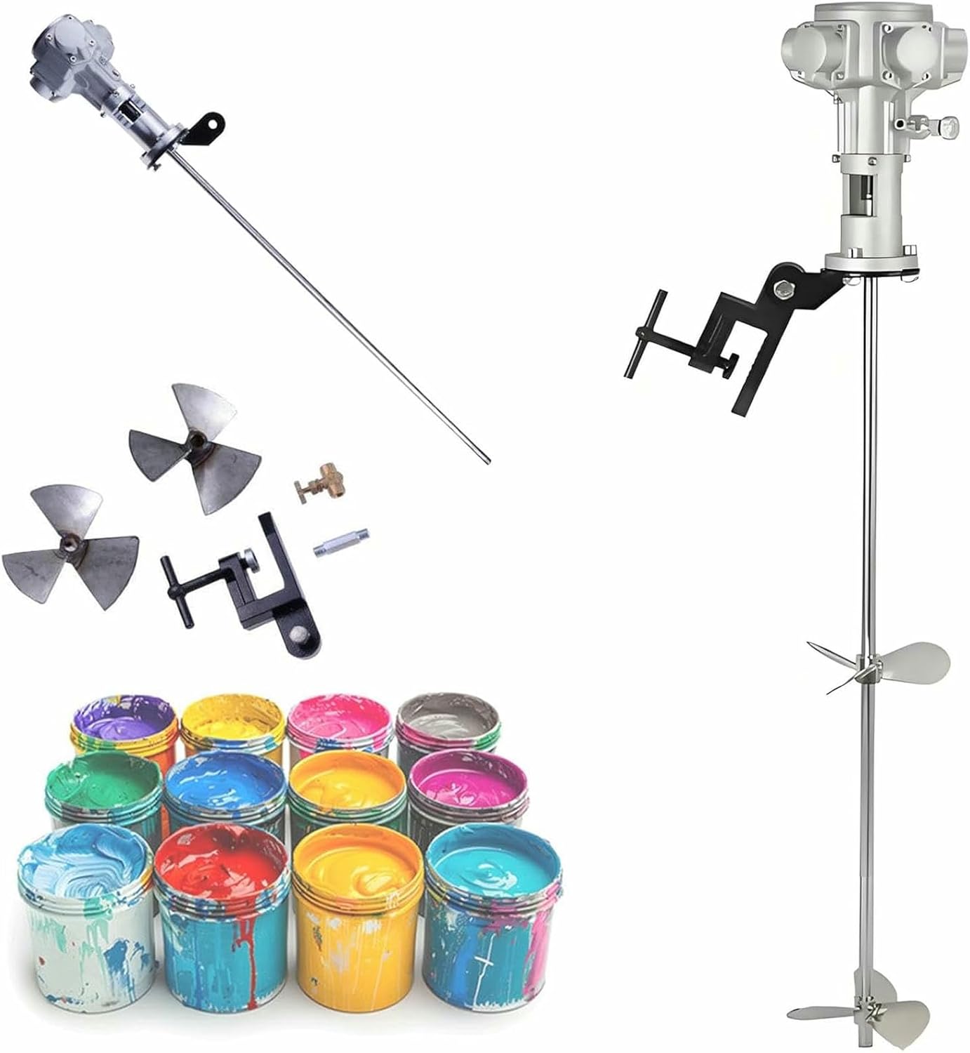 Pneumatic Paint Mixer, Pneumatic Agitator for Viscous Liquid Ink Dye, Stainless Steel Air Agitator Mixing Tool, for Paint, Ink, Coating, Glue, Solvent Stirring-