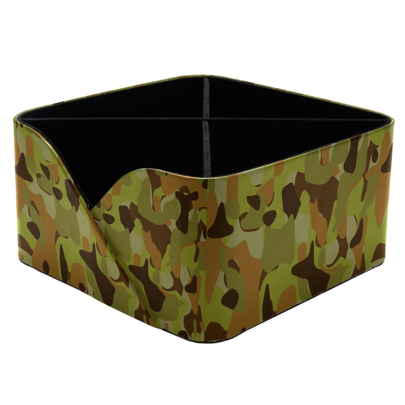 KengjuTesu Green Army Camouflage Desktop Organizer Pen Holder, Rectangular Pencil Cup for Office, Study and Makeup Stations