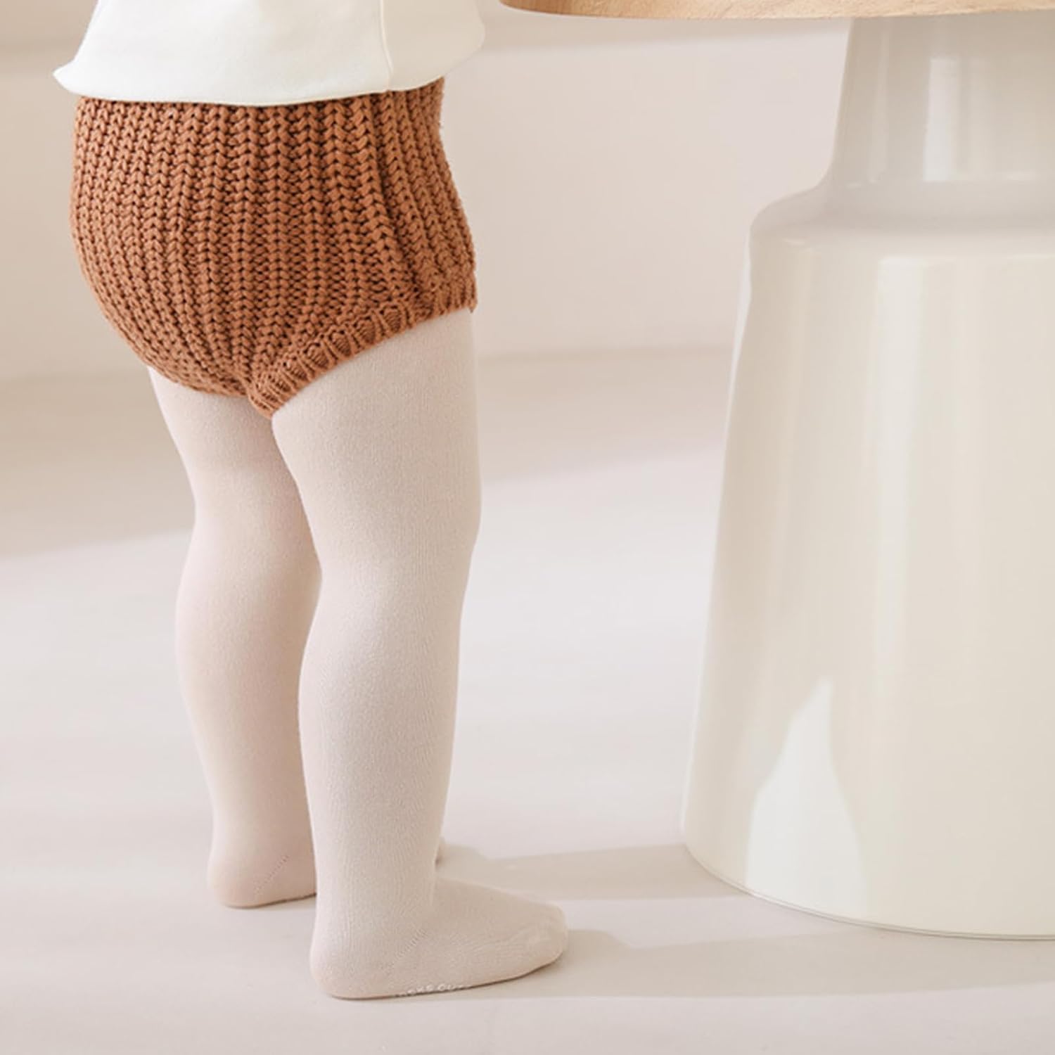 Baby Girls Anti-Slip Knit Tights,Toddler Non-Skid Cotton Leggings Solid Color Seamless Pantyhose for Newborn Infant