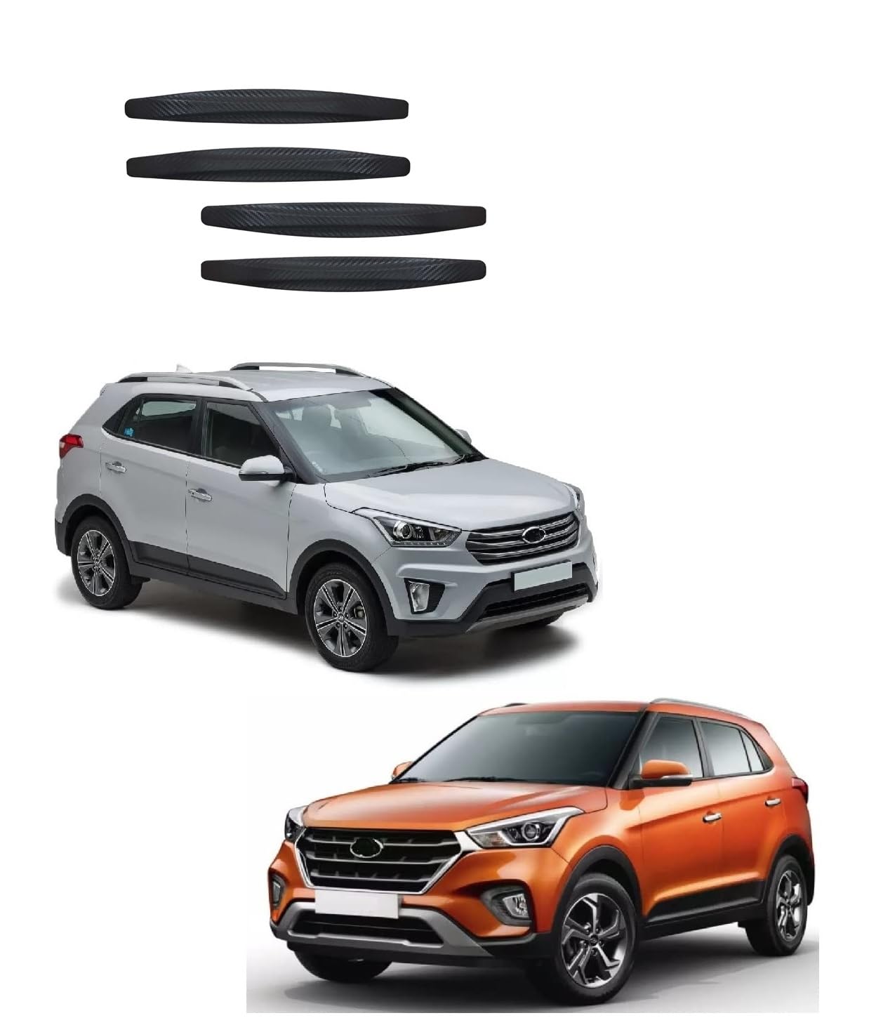 Car Bumper Scratch Guard Strong & Durable Bumper Protector/Bumper Guard Compatible for Hyundai Creta (2015-2019) (Set of 4pcs)