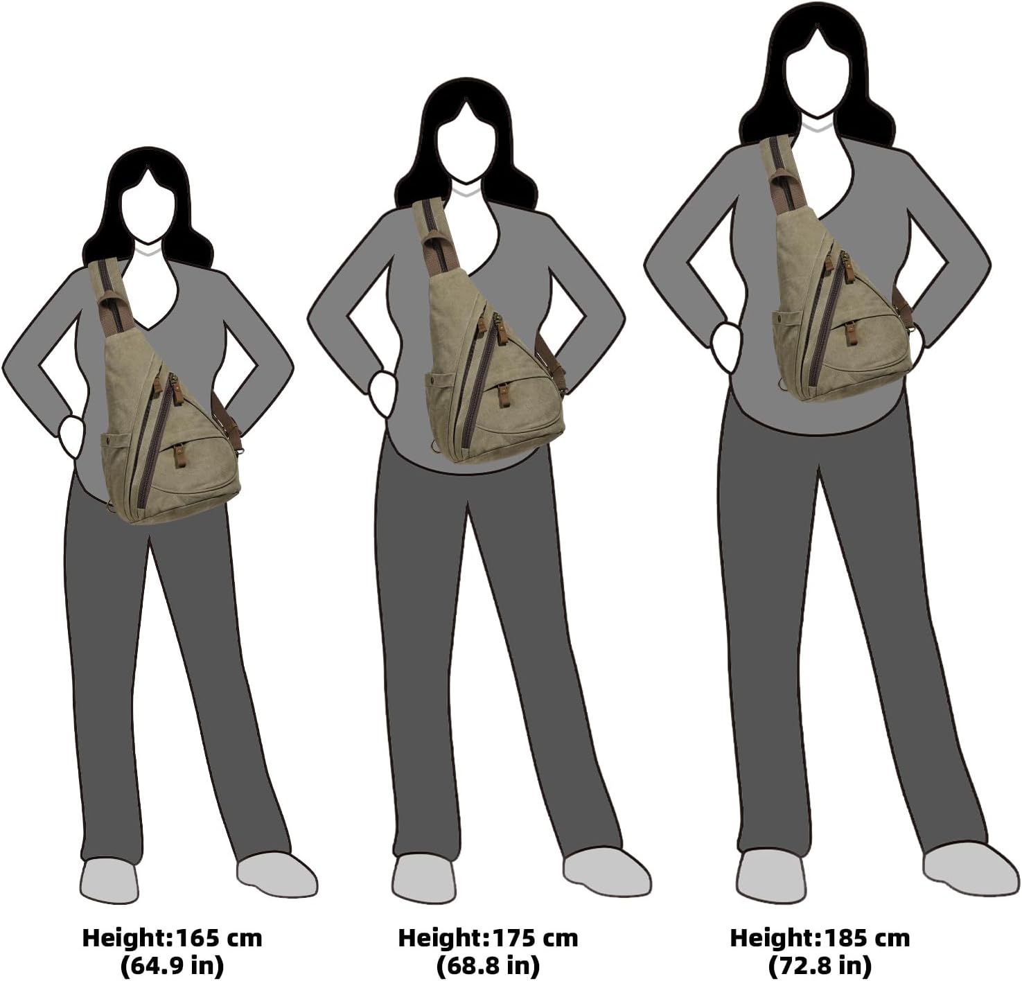 KL928 Canvas Sling Bag - Small Crossbody Backpack Shoulder Casual Daypack Rucksack for Men Women(Large Version,Olive Green) - Image 5