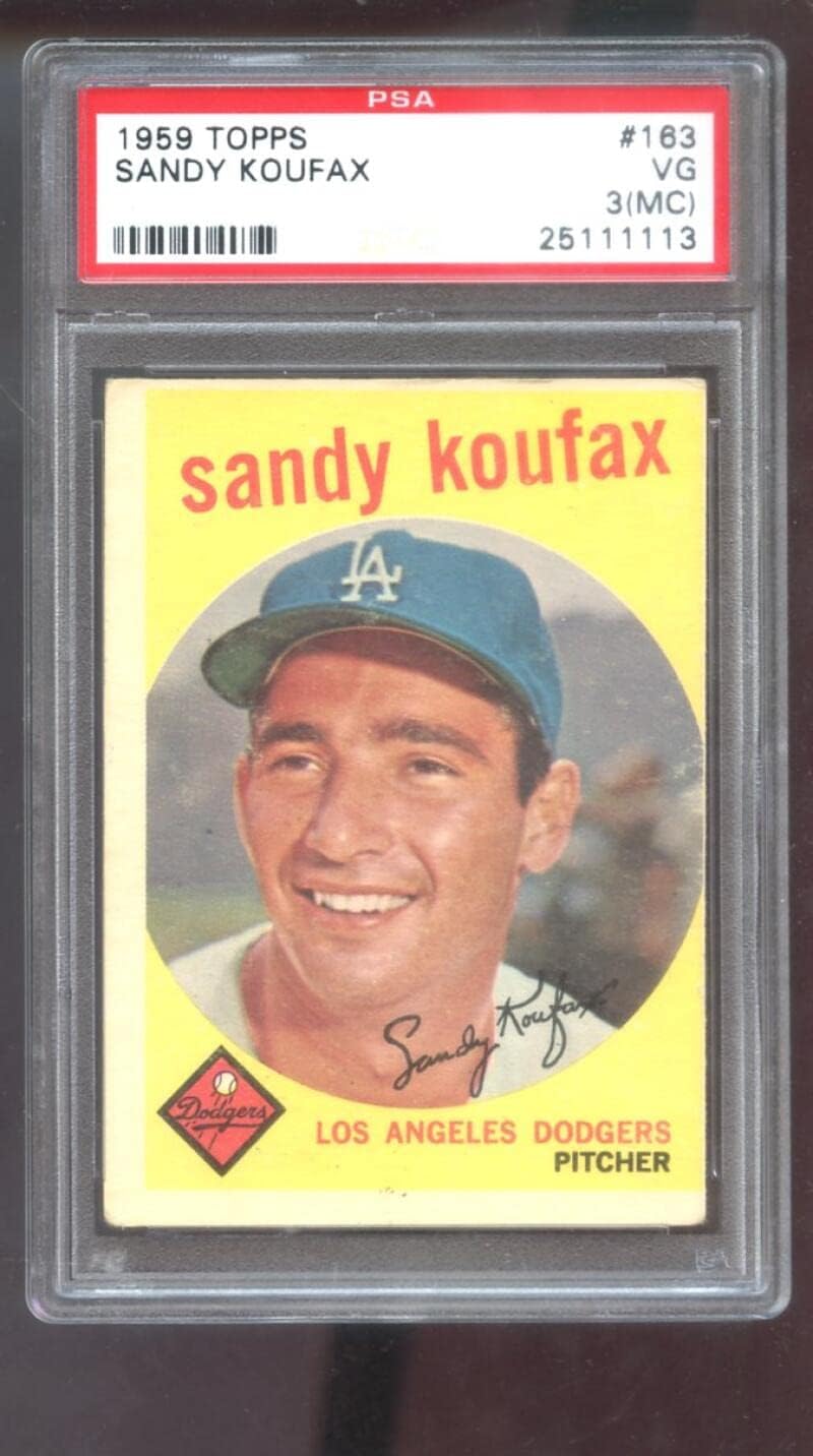 1959 Topps #163 Sandy Koufax PSA 3 (MC) Graded Baseball Card Los Angeles Dodgers