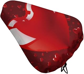 Love Heart Waterproof Bike Seat Cover with Drawstring | Easy To Install Bicycle Seat Rain Cover Washable Oxford Bike Saddle Cover Waterproof Dustproof Cycle Seat Cover for Women Men