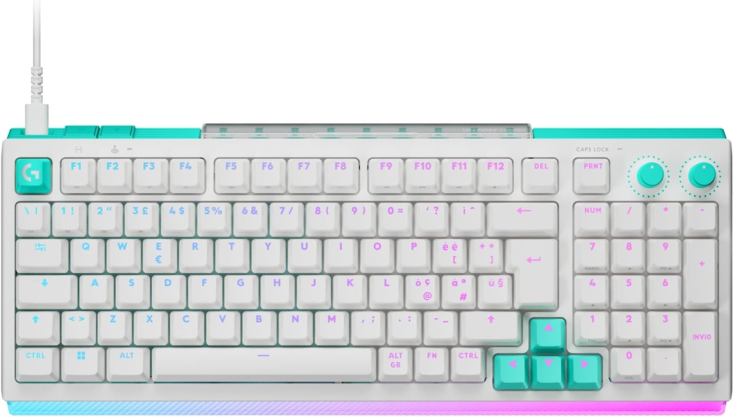 Logitech G G512 X 98 DUAL SWAP - Tastiera gaming meccanica/analogica TMR hot-swappable, frequenza di aggiornamento 8K,azionamento personalizzato, LIGHTSYNC RGB, cavo, PC, Mac, US INT'L QWERTY - Bianco