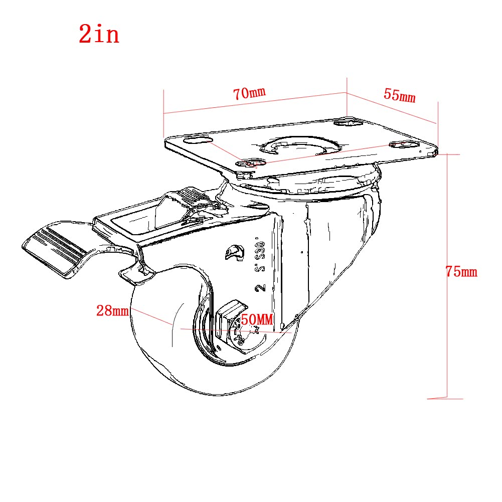 obracający się wózek ręczny Kółka meblowe 2 cale (50 mm) Stal nierdzewna 304 Wspornik Heavy Duty 480 kg Cichy nylon z hamulcem Płyta obrotowa Mała do stołu Biurko Wózek Łóżeczko dziecięce Łóżeczko 4 s