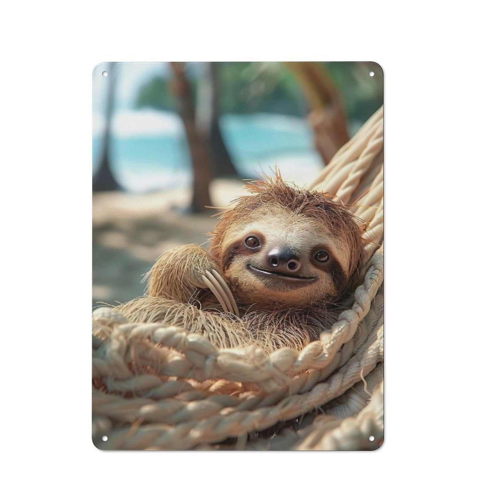 Junmoney Sloth In A Hammock For Home Office Or Studio, Retro Metal Wall Sign 40X30cm, For Vintage Wall Decor Fans, For Metal Sign Collectors