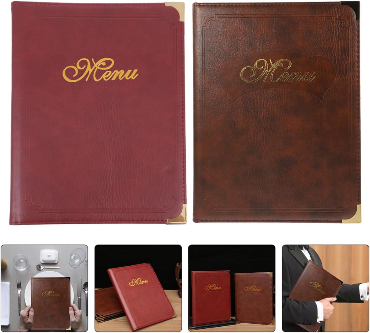 VOSAREA 2pcs Ordering Menu Book Pu Material Menu Cover for Restaurant Hotel Home Bar Multipurpose