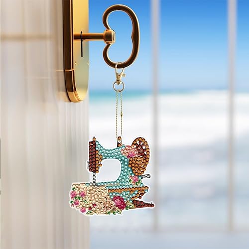 Miniatura 4 de 5pcs DIY 5D colorido búho diamante pintura llavero kits doble cara búho diamante arte llavero llavero