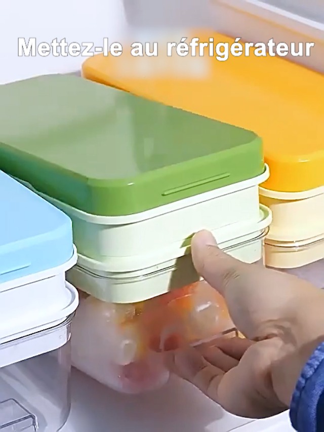 Bacs À Glaçons En Silicone Double Couche, 64 Grilles Faciles À Démouler