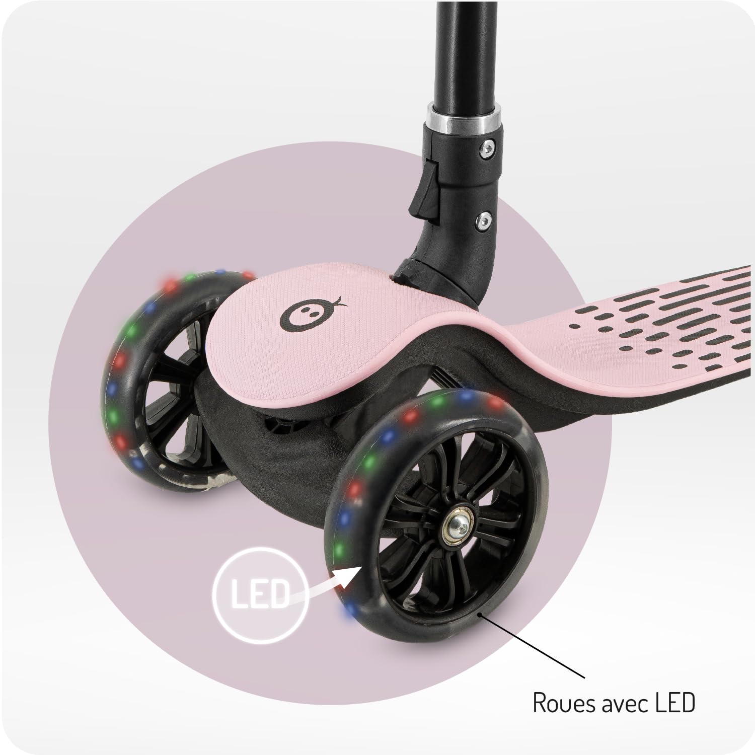 Trottinette Enfant 3 Roues MoMi SAN 2 en 1, Guidon réglable (60/66/72 cm), Pliable, Roues LED avec roulements ABEC-7, Frein à Pied, légère (2,7 kg)
