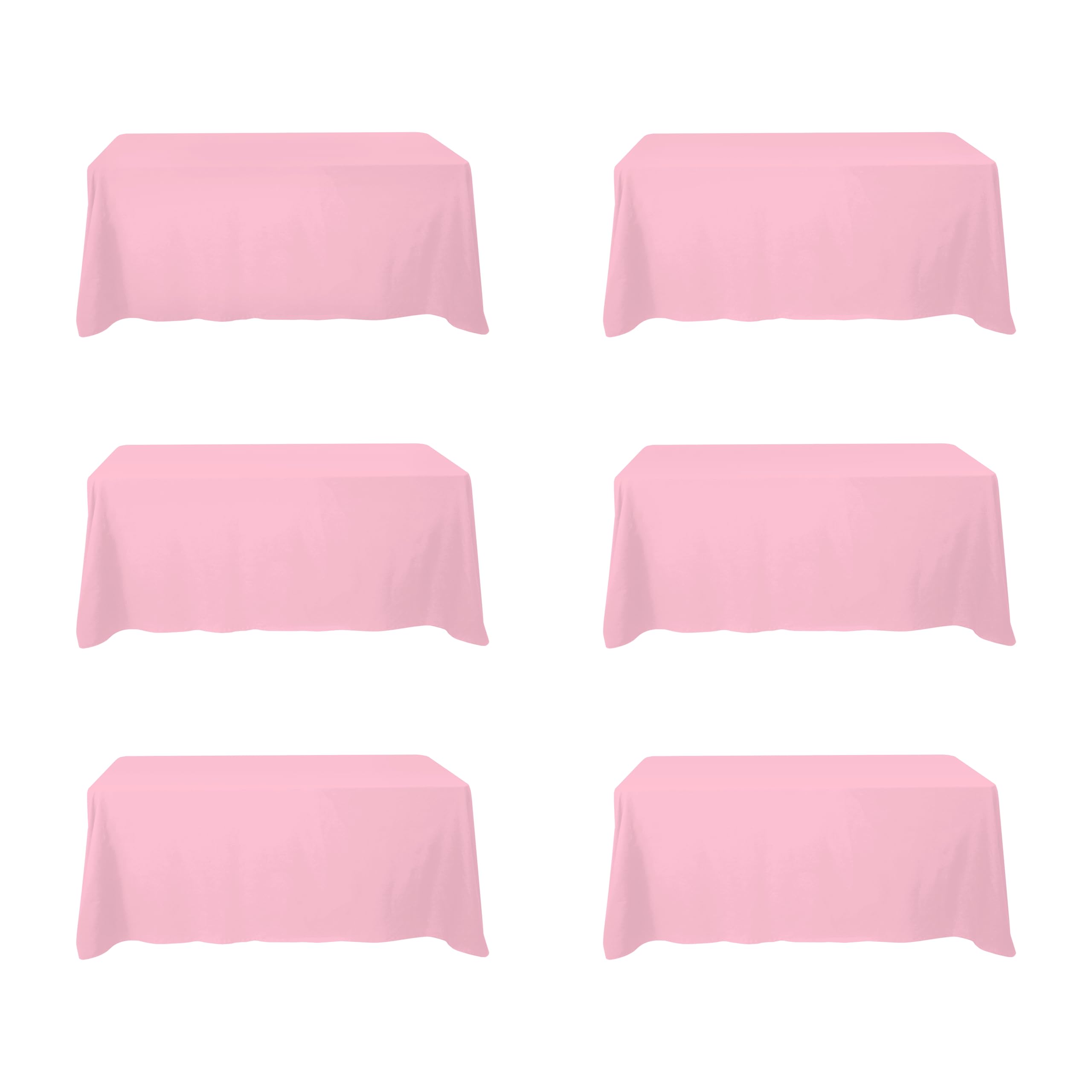 BRILLMAX 6 Pack Pink Tablecloths 90x132 Inch for 6ft Rectangle Tables