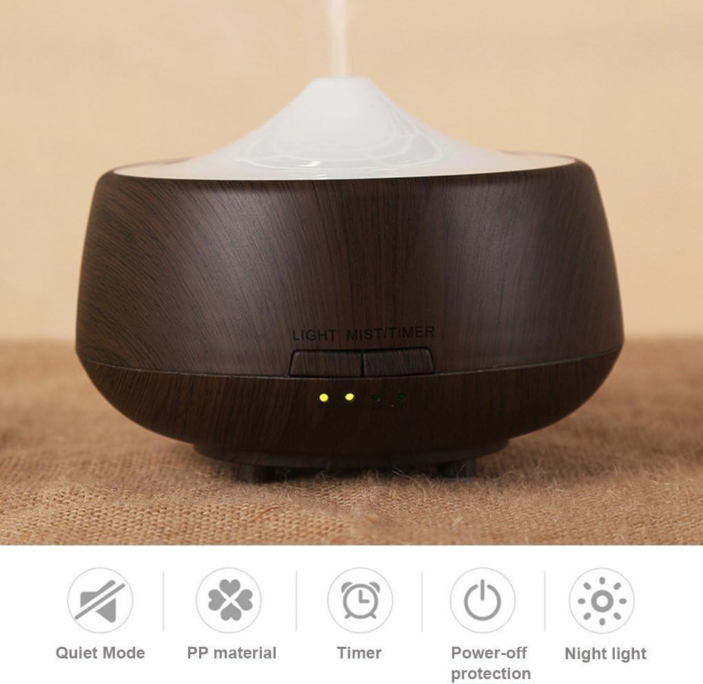 250ml Cool Mist Humidifier Ultrasonic Aroma Essential Oil Diffuser for Office Home Bedroom Living Room Study Yoga Spa - Wood Grain (Woodline 2)