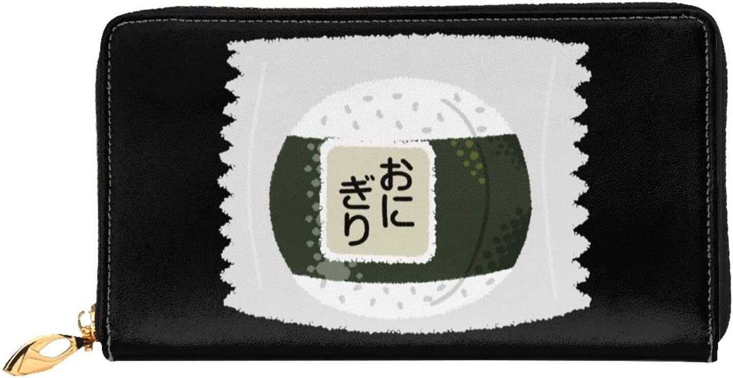 [NEKKII] おにぎり柄 おむすび 長財布 携帯に便利 レザー ウォレット 多機能 メンズ レディース 革 財布 現金 カード収