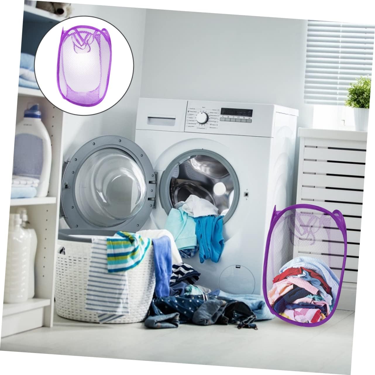 UKCOCO 2pcs Folding Laundry Baskets Lightweight Clothes Hampers Capacity Organizer for Home Storage and Travel Non Fading Material