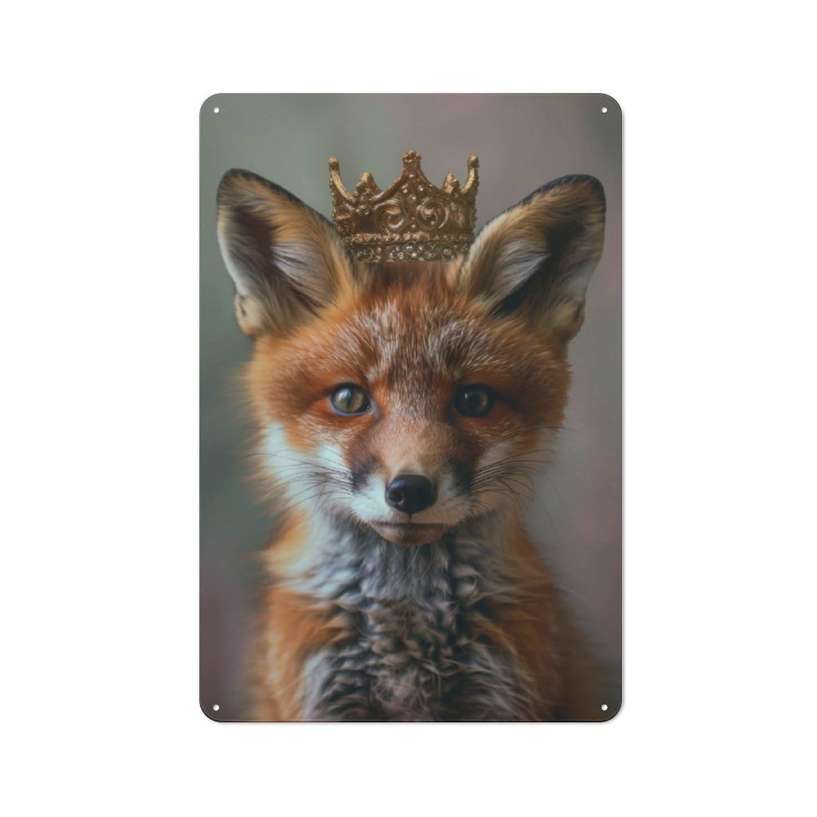 Junmoney Fox King Metal Plaque 30X20cm With For Garage Wall, Retro Decor, For Garage Decor Collectors Refreshing A Room In Autumn