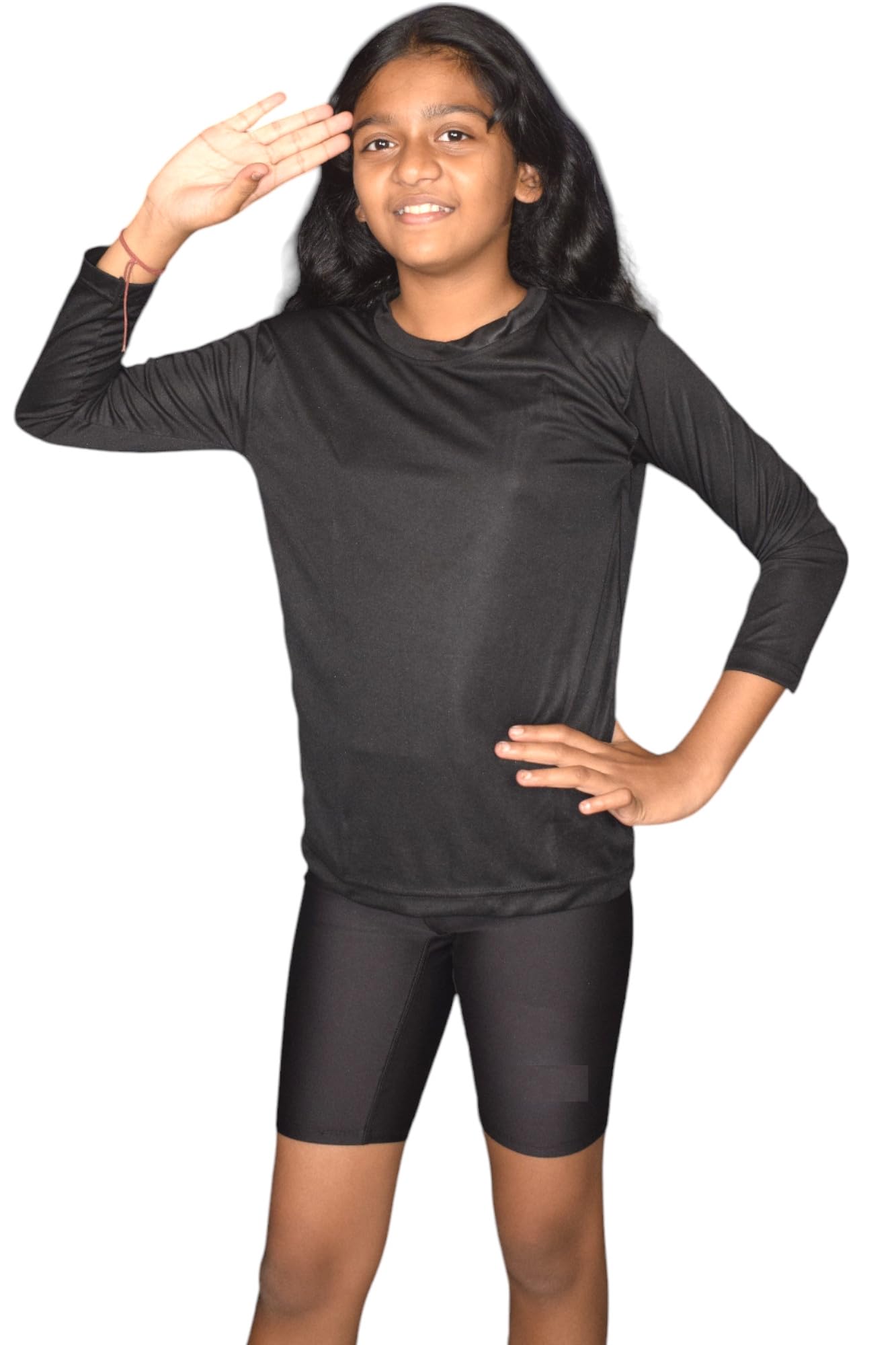 ANJOR Spandex Unisex Activewear Set Blue & Blue Full Sleeve T-Shirt with Black Shorts for Boys & Girls – Quick-Dry, Breathable Outfit for Running, Gym & Swim – Lightweight & Comfy-image-44