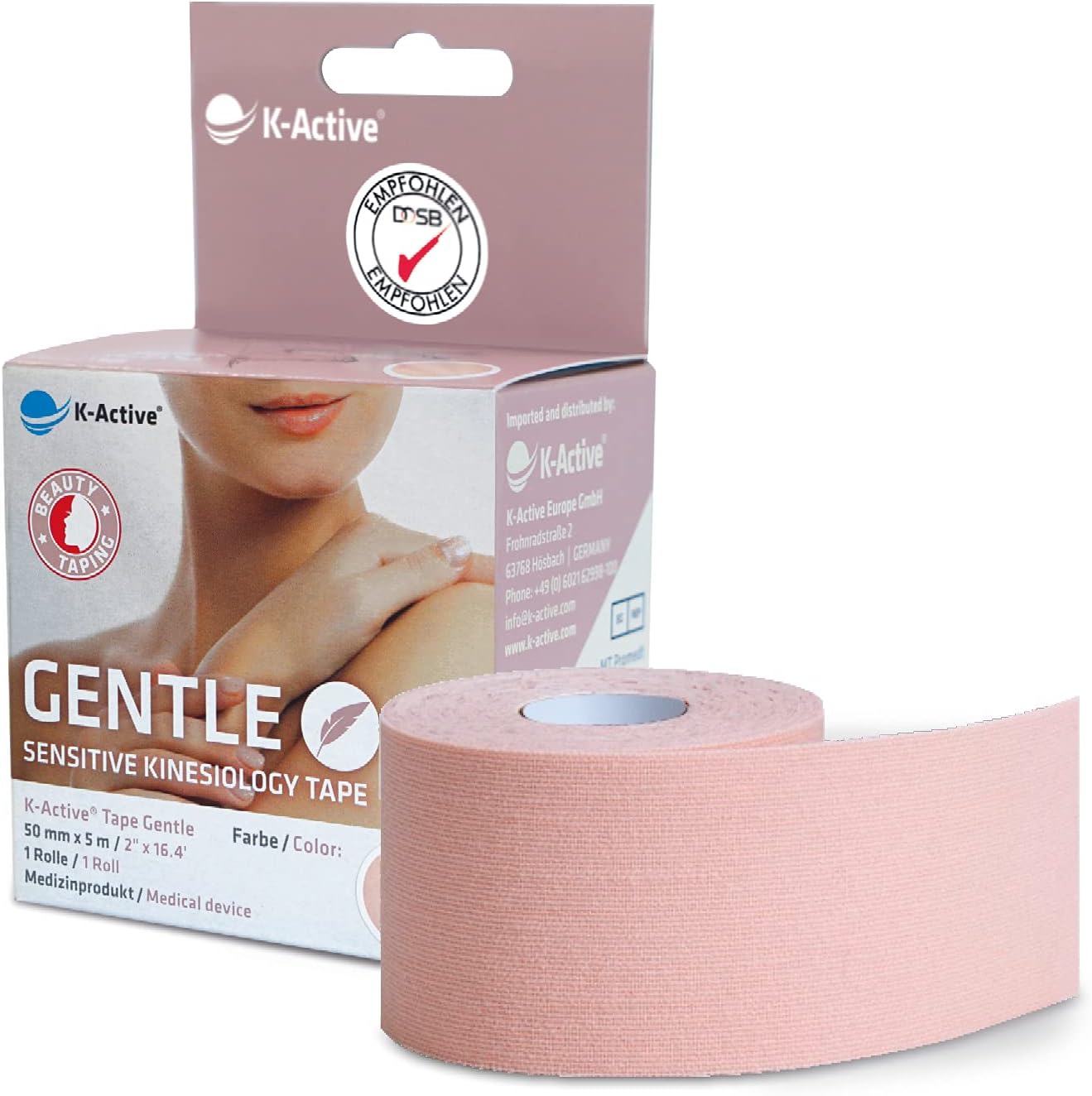 K-ActiveWundergrün Tape Gentle Kinesiology Tapes, Extra Skin-Friendly, For Sensitive Skin and Allergy Sufferers, Sensitive Kinesiology Tape, 5 cm x 5 m, Skin