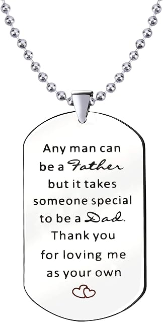 KENYG Any Man Can Be A Father Silver Stailess Steel Dog Tag Chain Necklace For Dad Father