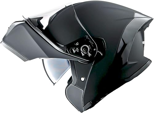 Miniatura 5 de 1Storm - Casco modular de motocicleta de cara completa con doble visera, protector solar y luz trasera LED recargable LED-X90, negro mate