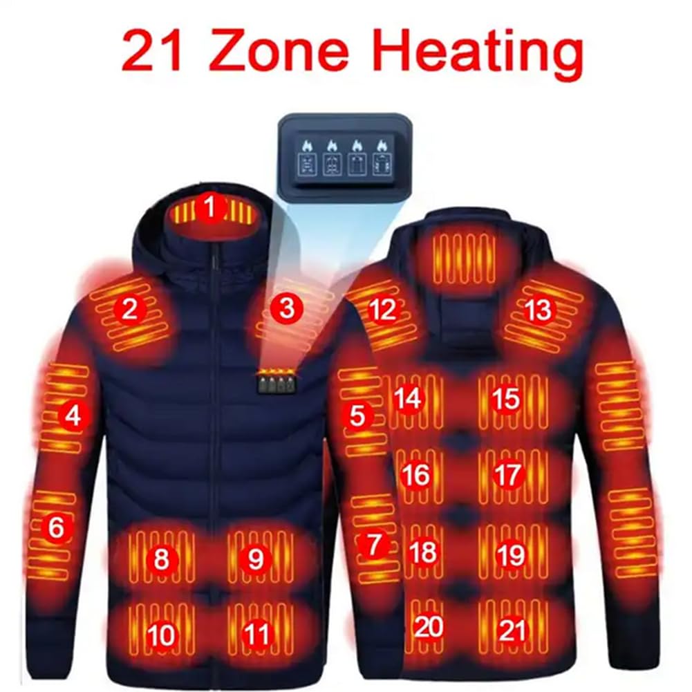 Hombre 21 Áreas de Calefacción 3 Niveles de Temperatura Ajustables Chaleco Térmico Chaqueta Calefactable