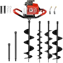 85CC Gas Powered Auger Post Hole Digger, 2 Stroke Earth Digger with 3 Auger Bits 4" 8" 12" & 2 Extension Rods - for Farm Garden Planting, Fencing Construction - Orange