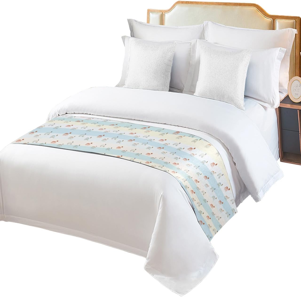 Smile Sunflower Bed Runner Scarf Orange Classic Luxurious Old Brocade Pattern Bedding Scarf Decorative Bed Runners Cover for Home Bedroom Hotel Wedding Room Bed Scarf for Foot of Bed King 102x20in