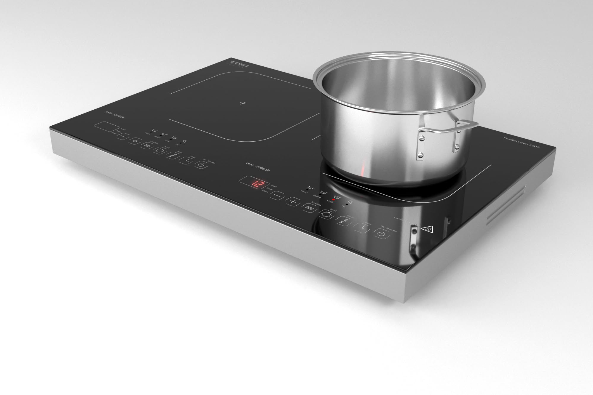 CASO Pro Gourmet 3500 - Mobiles Doppel- Induktionskochfeld, Testsieger Haus & Garten Test, max. 3500 Watt, 60-240°C, 12 Leistungsstufen, für Topfgrößen bis 22cm