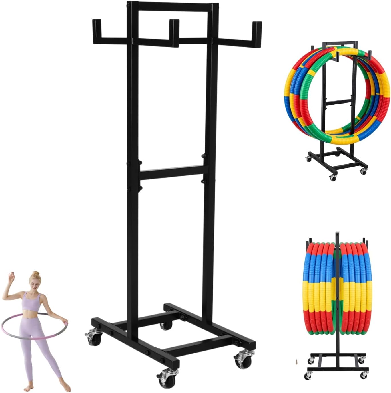 39.37In Metal Mobile Jump Rope Tree Rack,Jump Rope Storage Rack with Caster Abdominal Hoop Organizer Hand Carts Space-Saving Rolling Exercise Hoop Organizer Cart for Gym Exercising Gymnastics