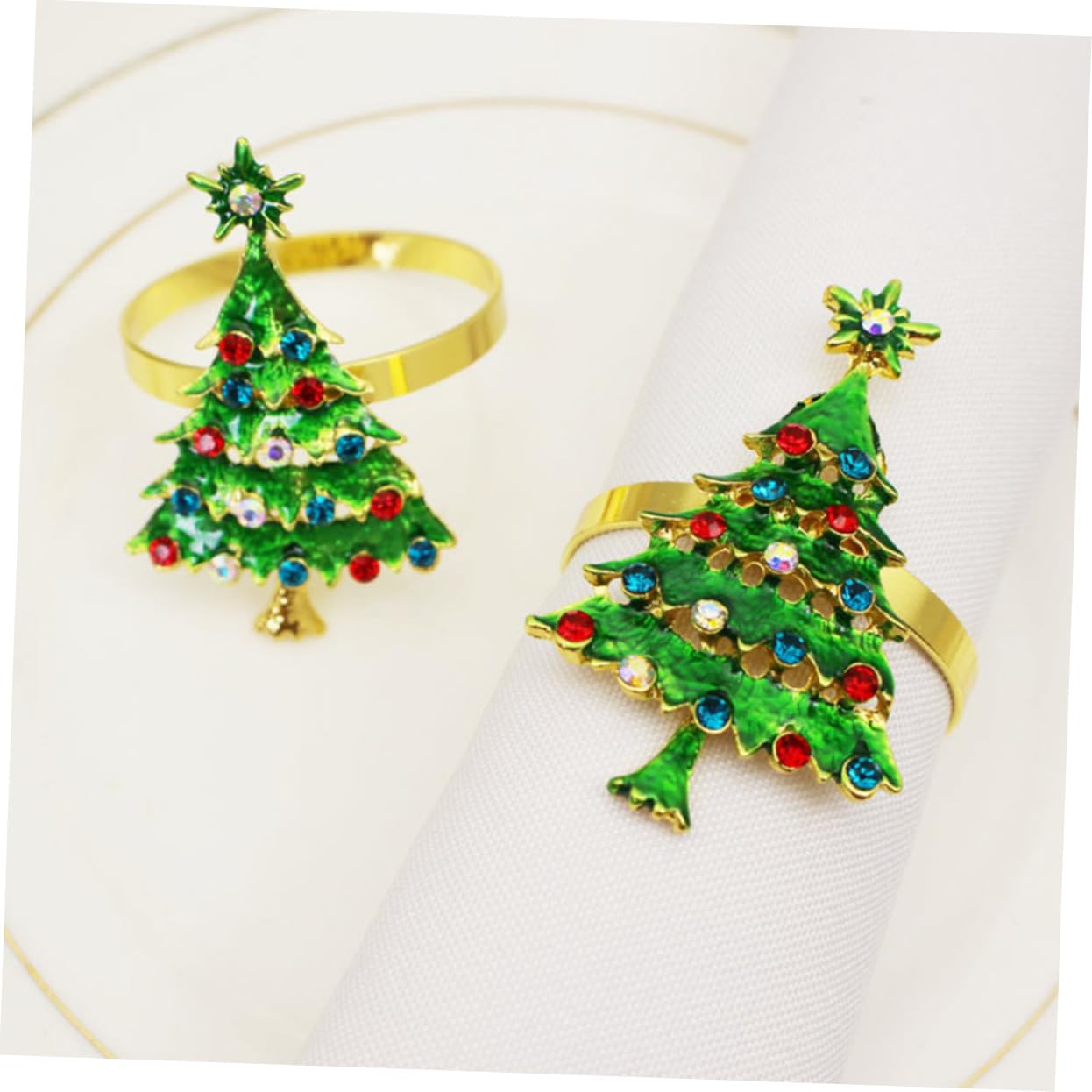 Alipis 12stücke Weihnachtsbaum Serviettenringe Metall Festliche Tischdekoration Für Weihnachten Hochzeiten Und Familienfeiern Xmas Tree Napkin Holder Für Stilvolle Anlässe