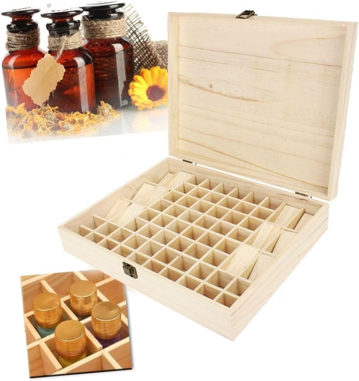 Mipcase 68holes Organize Your Essential Oils This Pine Wood Storage Box Essential Oil Bottle Bag for Travel Display