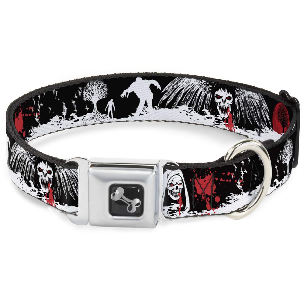 Collier de chien Buckle Down Fright Night rouge et noir idéal pour les promenades urbaines
