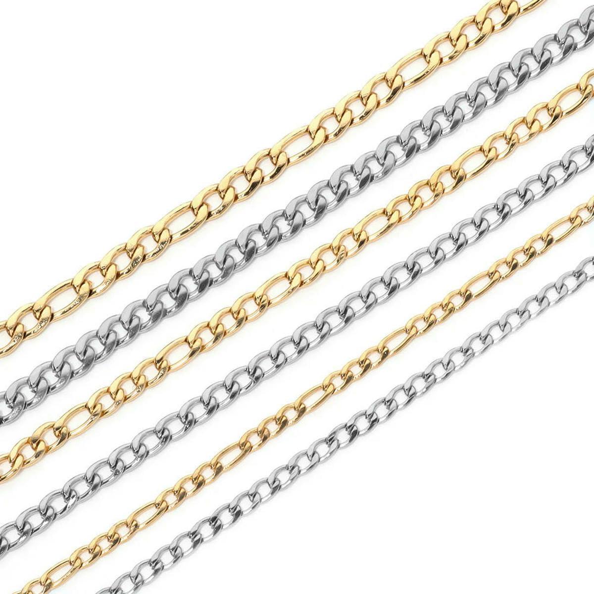 10 iarde/rotolo di catena a maglie color oro in acciaio, catena intrecciata per la creazione di gioielli, collana, bracciale, stile 2 GD 4,5 mm