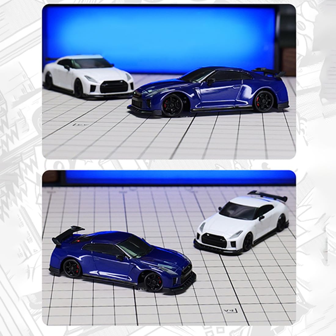 NULA 2,4 GHz 4CH 1:64 Mini RC Drift Auto, Desktop-4WD-RC-Driftwagen mit LED-Beleuchtung, proportionaler Gas- und Lenkung sowie 2 Geschwindigkeitsmodi – Sportwagen für Erwachsene