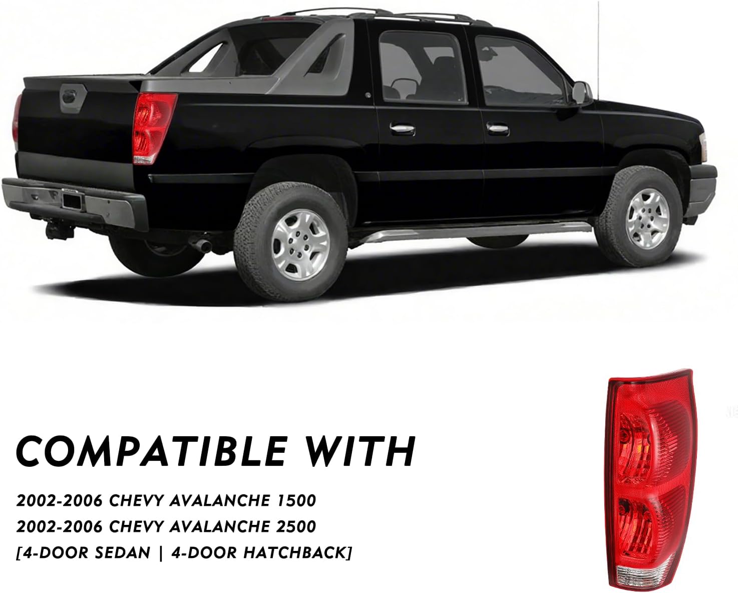 TUSDAR For 2002-2006 Chevy Avalanche 1500 2500 Brake Taillight RED Rear Rear Outer Brake Taillight Taillamp Replacement Passenger Side Only
