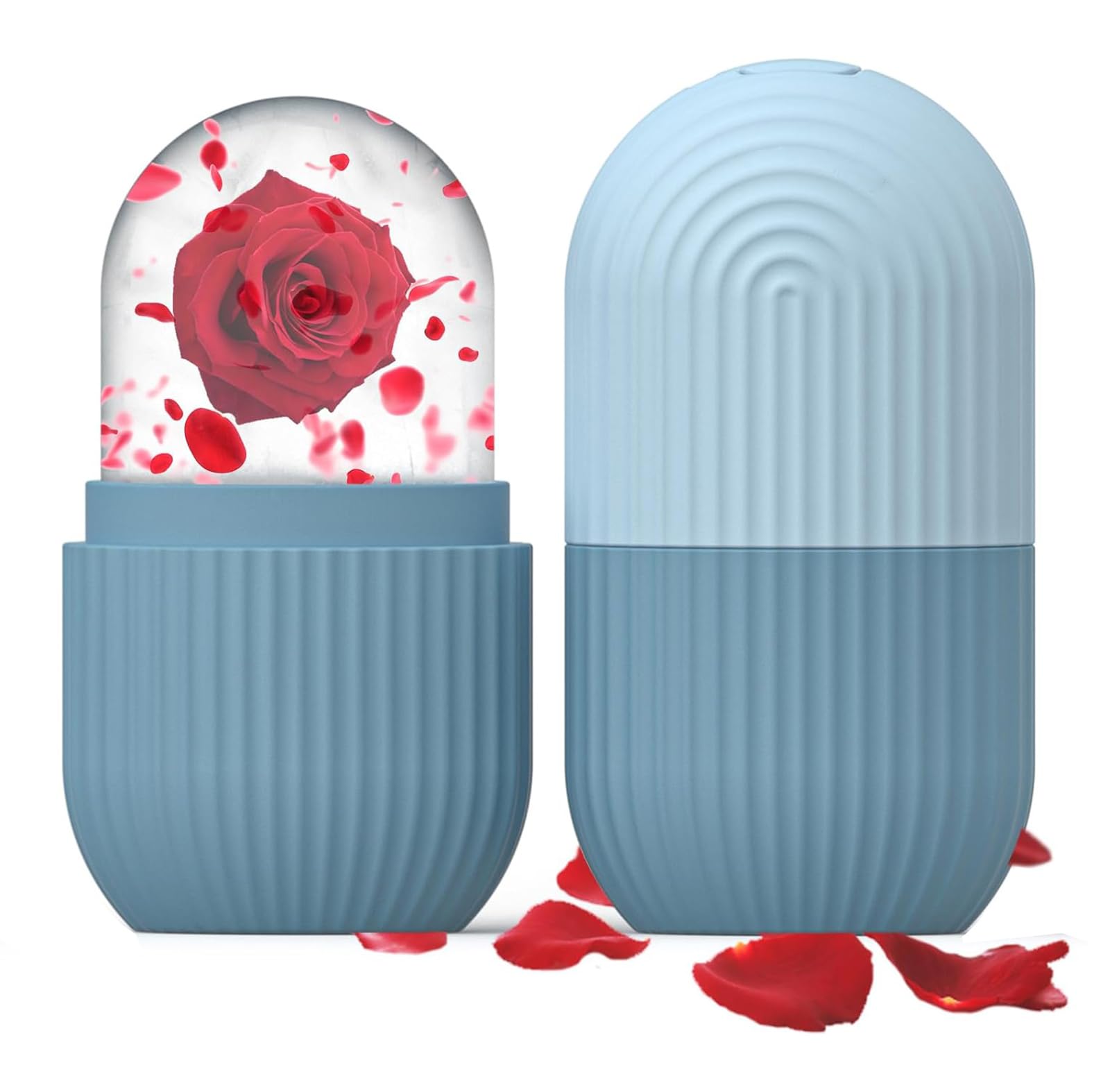 athusIce Cube Roller Massager for Face & Eye, Silicone Facial Roller Skin Care Tool, Reusable Massage Ice Mold for Neck Beauty, Blue