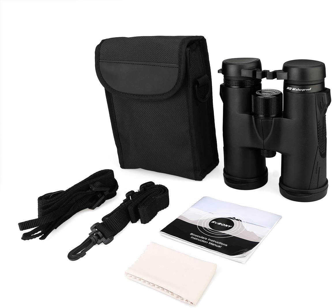 Svbony SV47 10x42 Binoculars and accessories